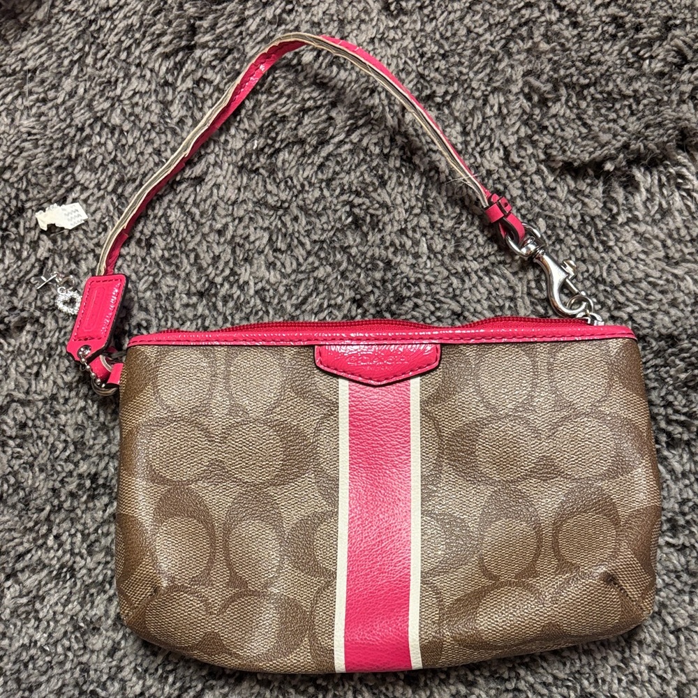 Coach Brown and Pink Women's Wristlet